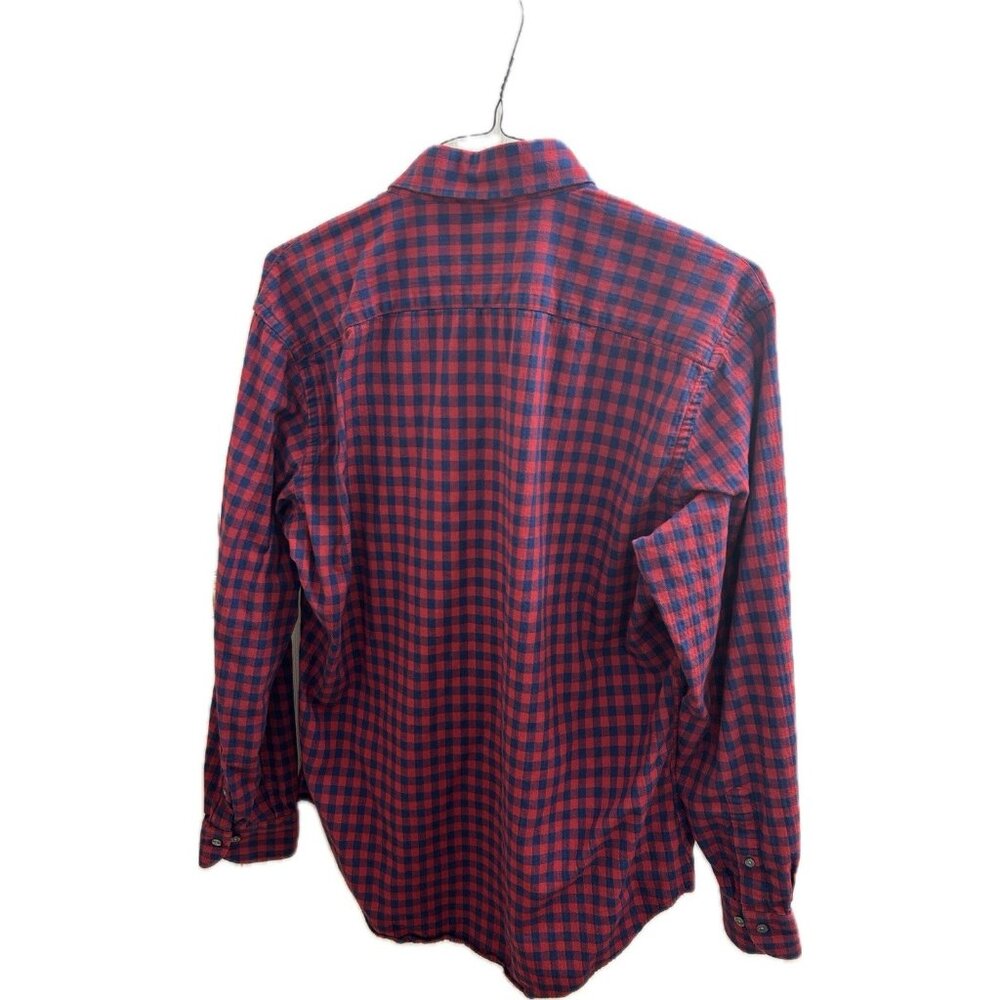 Ledbury Button Down Shirt Long Sleeve Red Blue Plaid Cotton Men’s 17 Tailored - Picture 2 of 9